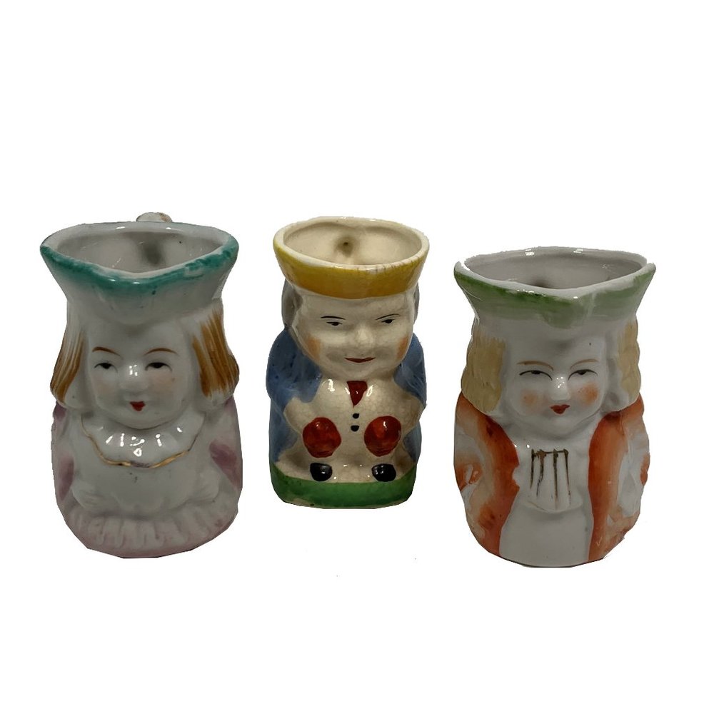Lot of 3 Vintage Toby Mugs Individual Creamer Made In Japan 2.75"